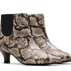 Clarks Kepley Erin Snakeskin Pattern Ankle Booties